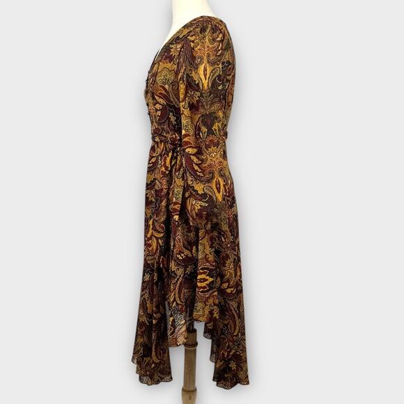 NWT Vince Camuto Paisley Print Asymmetric Hem Midi Dress PS Boho Fall Holiday - Picture 9 of 15